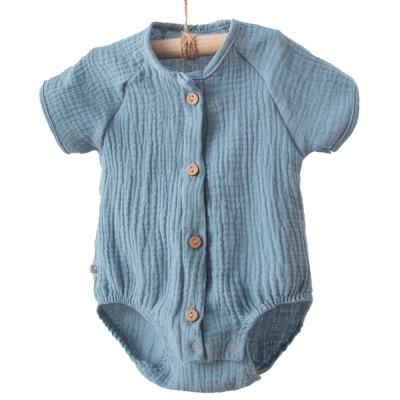 Боди с коротким рукавом Муслин KiDi 342(Мс)-52 серо-голубой 1